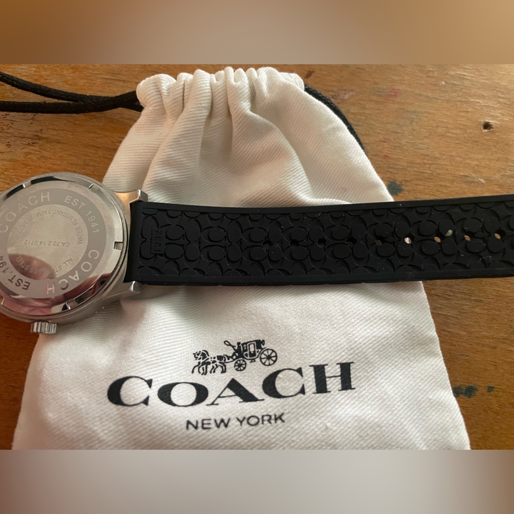COACH RIVINGTON STAINLESS STEEL RUBBER STRAP WATCH - Picture 7 of 7